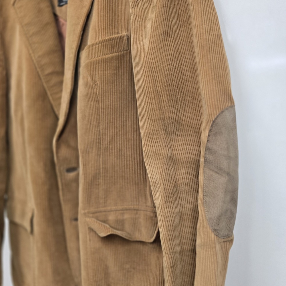 Vintage Richman Sport Coat Mens 39 L Camel Tan Corduroy Western Elbow Patch - Picture 6 of 11